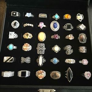 Lot of 36 Sterling Silver .925 gemstone rings